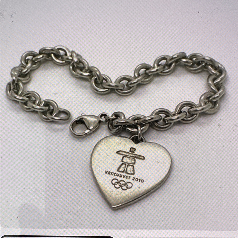 BIRKS Solid .925 Silver 2010 OLYMPICS HEART shaped bracelet size 7 - Picture 5 of 13